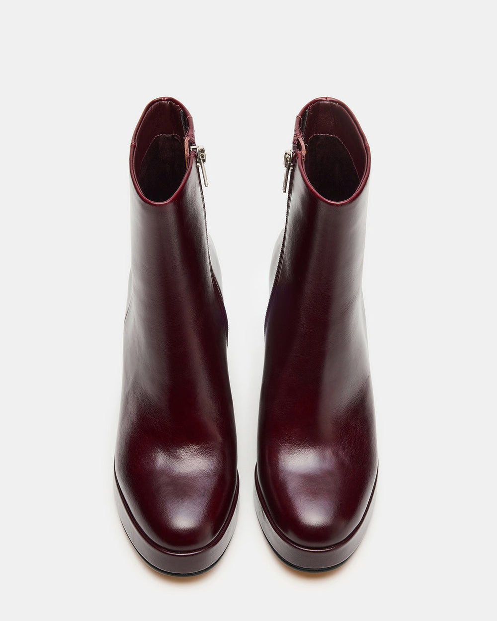 TYRA Burgundy Leather Platform Block Heel Women's Ankle Boot