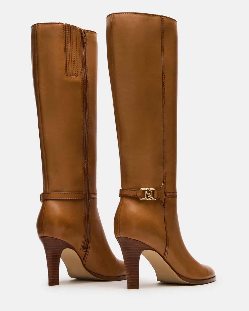 RHETT Tan Leather Knee-High Heeled Women's Boot