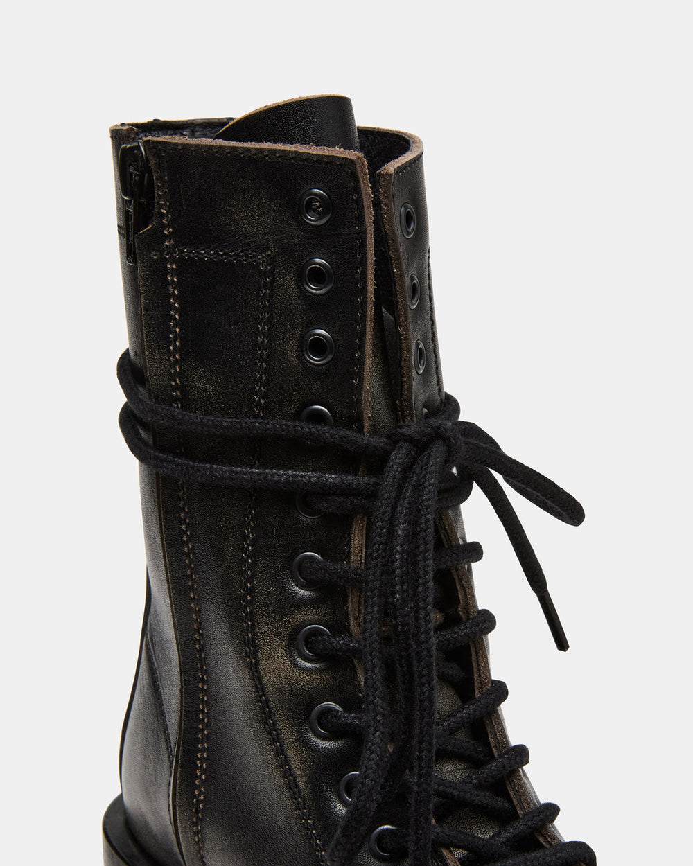THERON Black Distressed Moto Combat Women's Ankle Boot