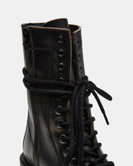 THERON Black Distressed Moto Combat Women's Ankle Boot