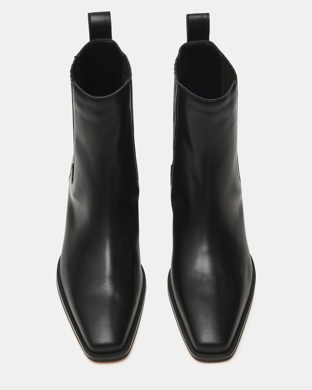 DARSEN Black Leather Square-Toe Block Heel Women's Ankle Boot