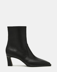 FARE Black Leather Square Toe Women's Ankle Boot