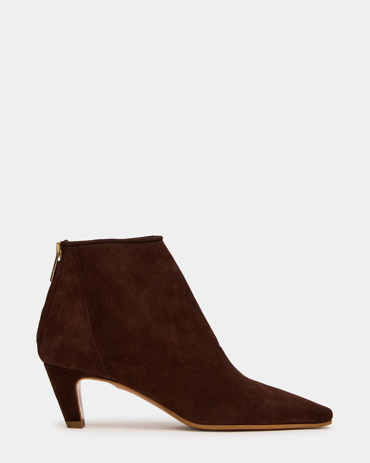 JUNO Brown Suede Square-Toe Women's Ankle Boot