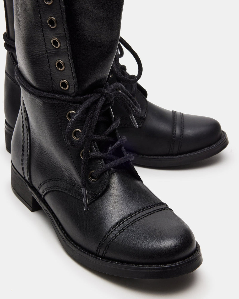 TROOPA3.0 Black Leather Women's Moto Combat Ankle Boot