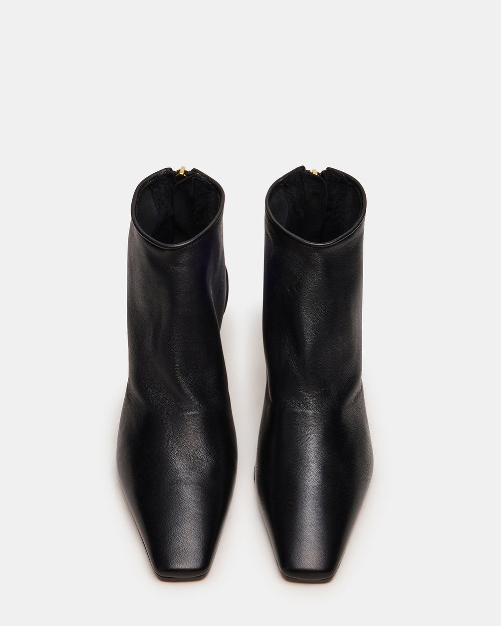 JUNO Black Leather Square-Toe Women's Ankle Boot