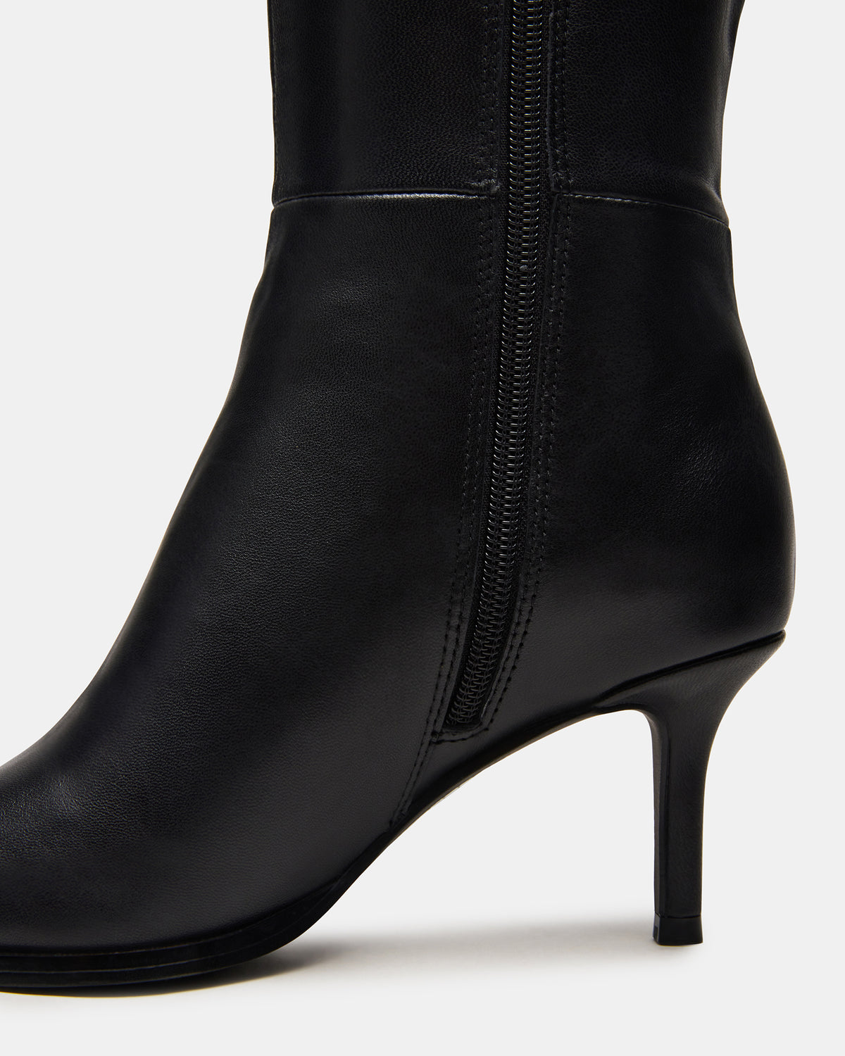 LINGO Black Leather Pointed-Toe Knee-High Women's Boot