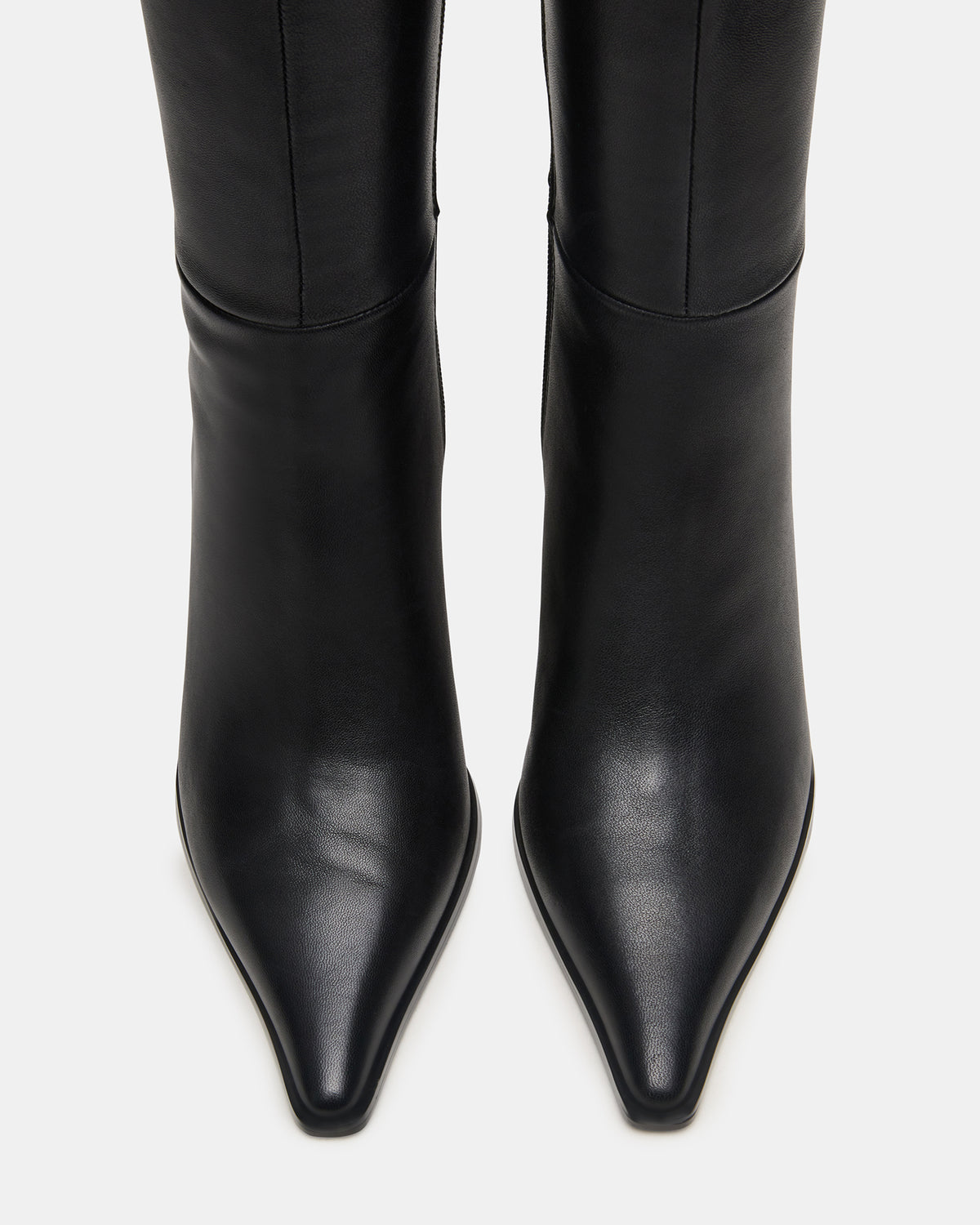 LINGO Black Leather Pointed-Toe Knee-High Women's Boot
