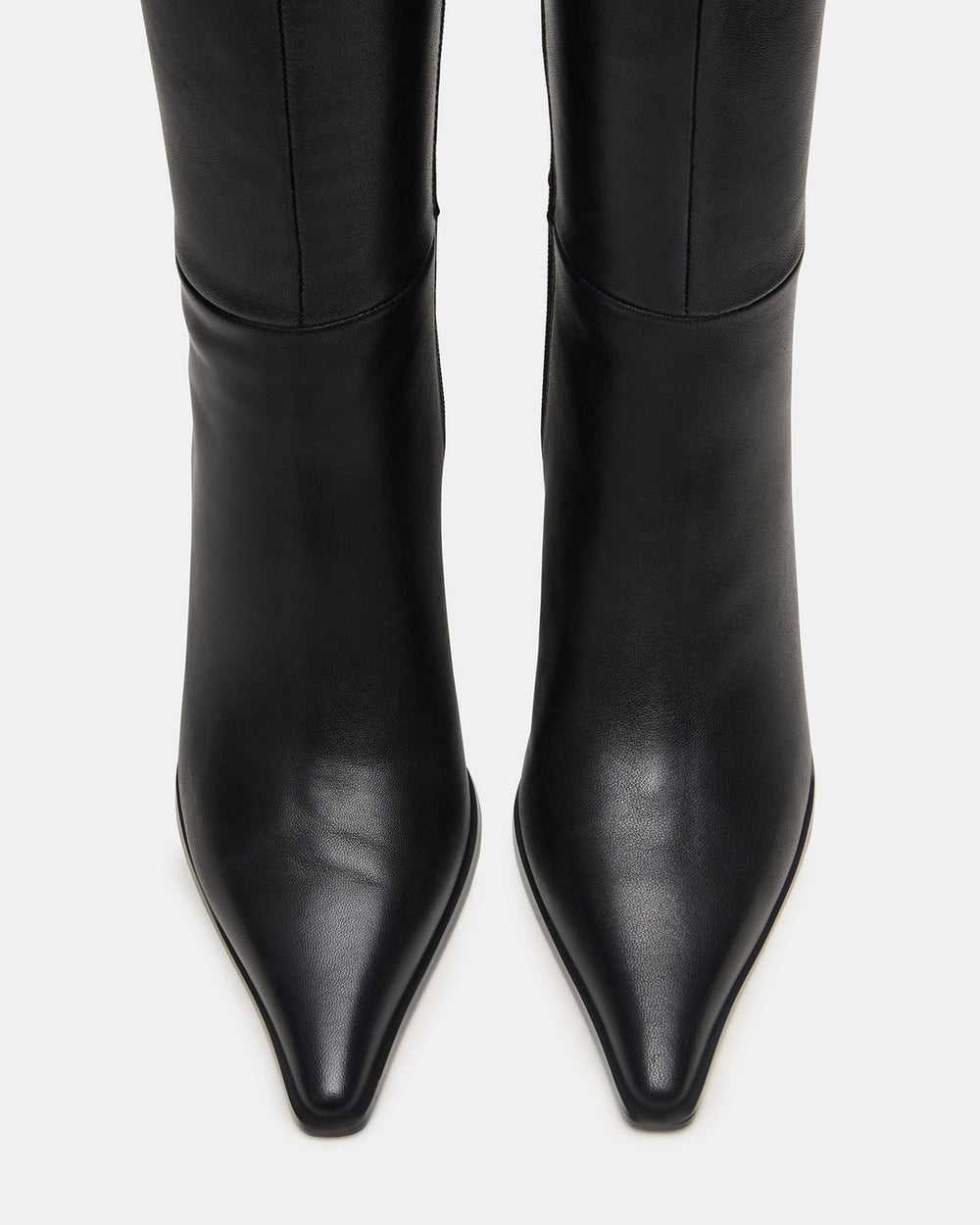 LINGO Black Leather Pointed-Toe Knee-High Women's Boot