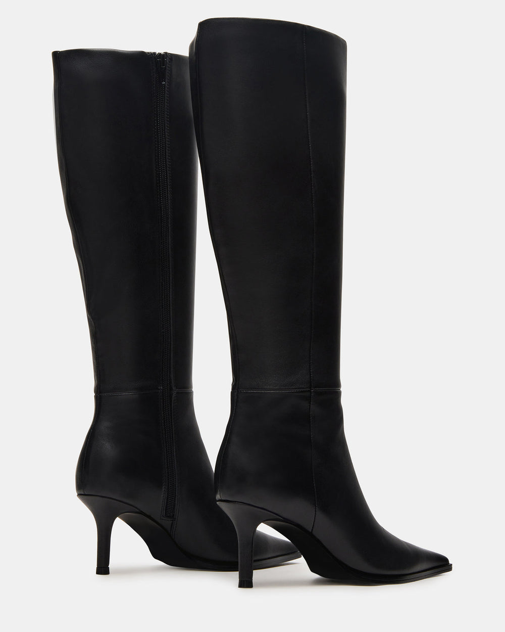 LINGO Black Leather Pointed-Toe Knee-High Women's Boot
