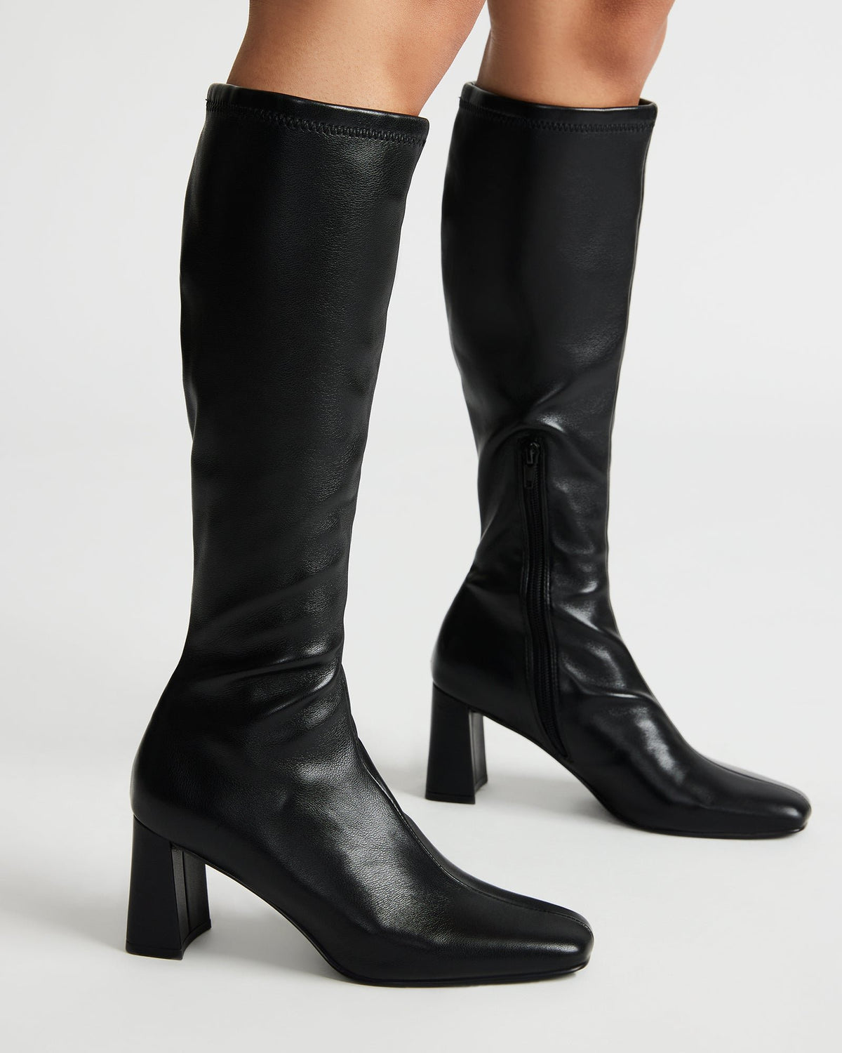 HOLLY Black Women's Knee-High Square-Toe Boot