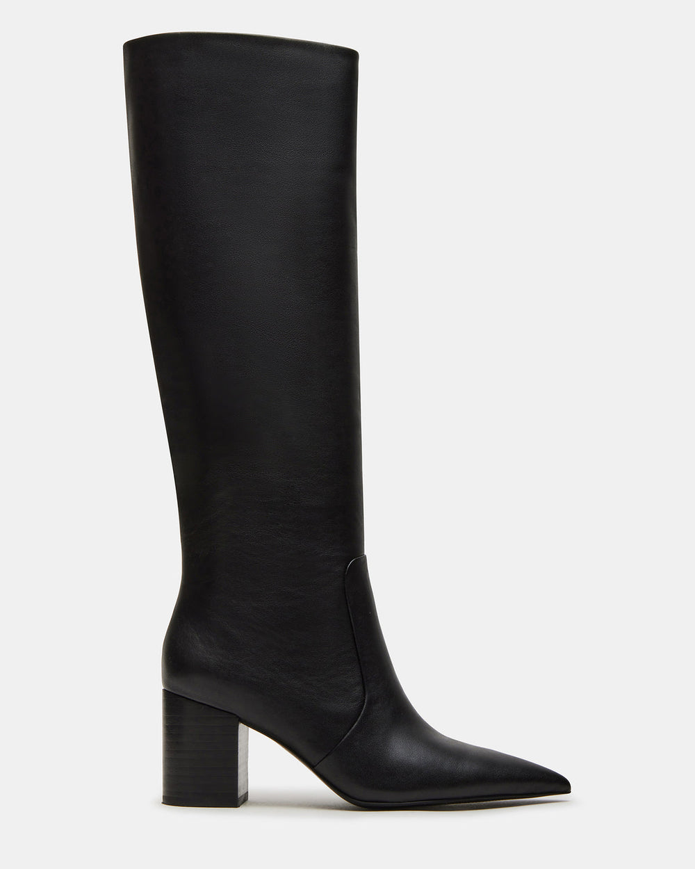 SKYLINE Black Leather Knee-High Pointed Toe Women's Boot