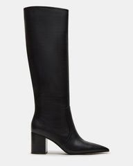 SKYLINE Black Leather Knee-High Pointed Toe Women's Boot