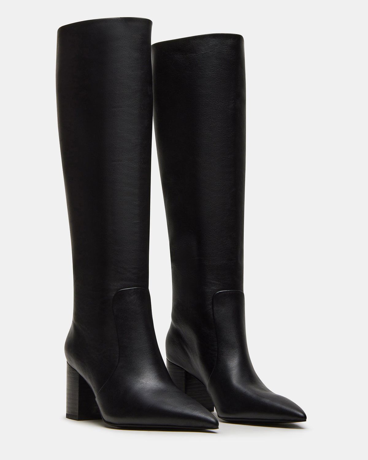 SKYLINE Black Leather Knee-High Pointed Toe Women's Boot