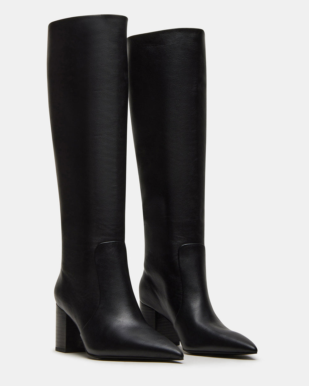 SKYLINE Black Leather Knee-High Pointed Toe Women's Boot