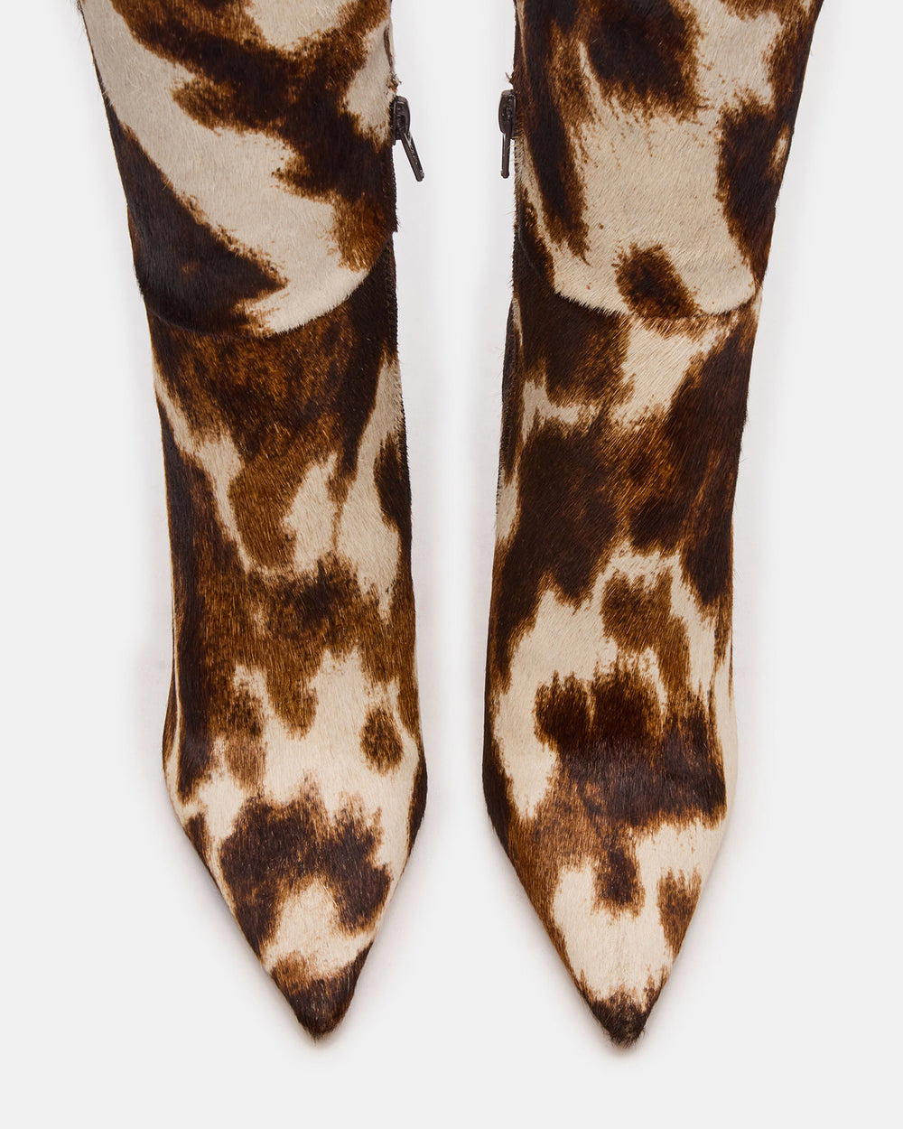 NITRO Brown Cow Print Wide Calf Pointed-Toe Stiletto Heel Knee-High Women's Boots