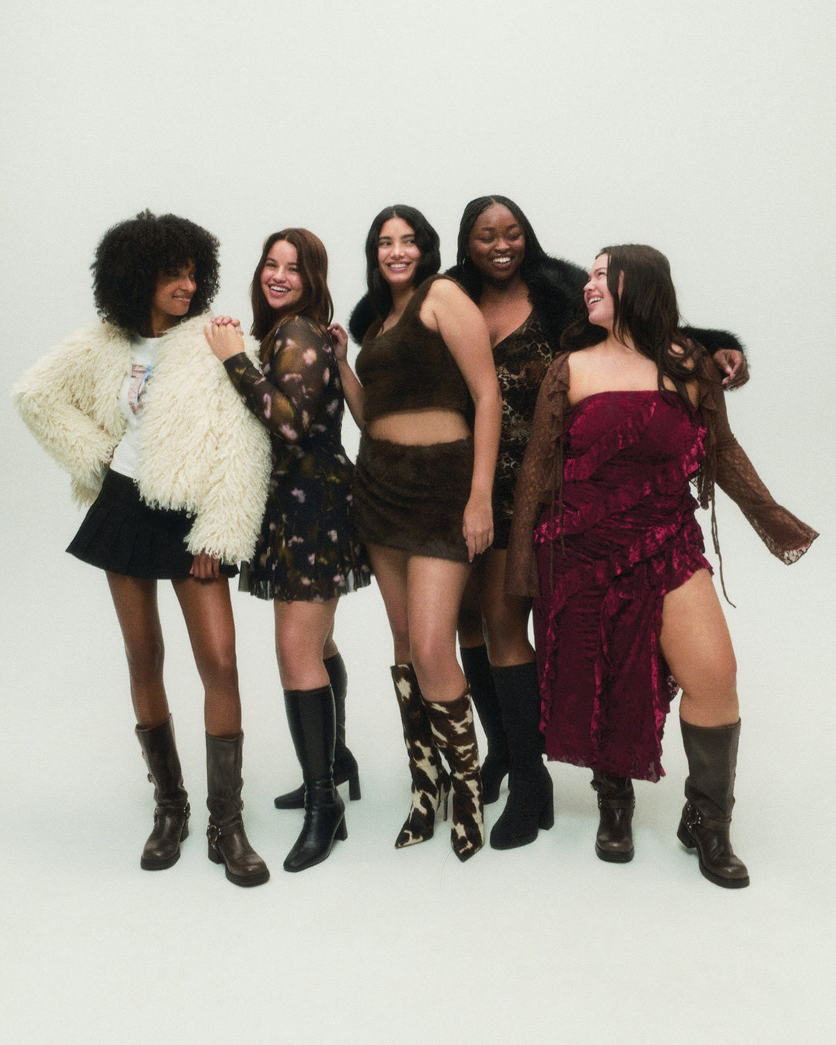 NITRO Brown Cow Print Wide Calf Pointed-Toe Stiletto Heel Knee-High Women's Boots