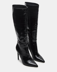 NITRO Black Eel Pointed-Toe Stiletto Heel Knee-High Women's Boots