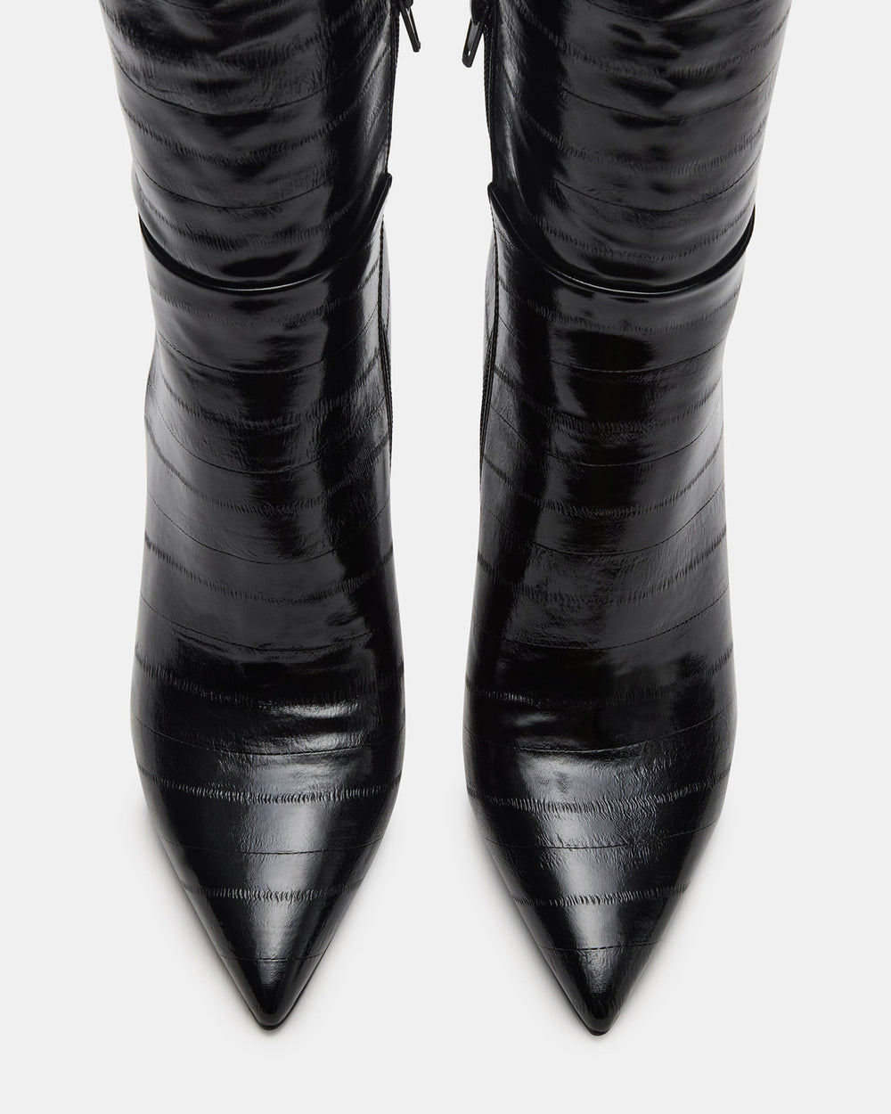 NITRO Black Eel Pointed-Toe Stiletto Heel Knee-High Women's Boots
