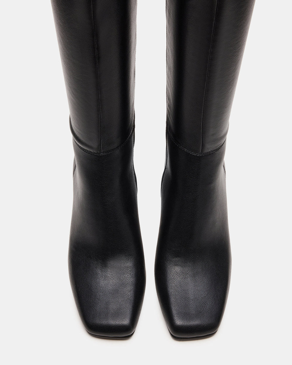 ELLIOT Black Square-Toe Knee-High Block Heel Women's Boot