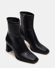 HARP Black Square-Toe Block Heel Women's Ankle Boot