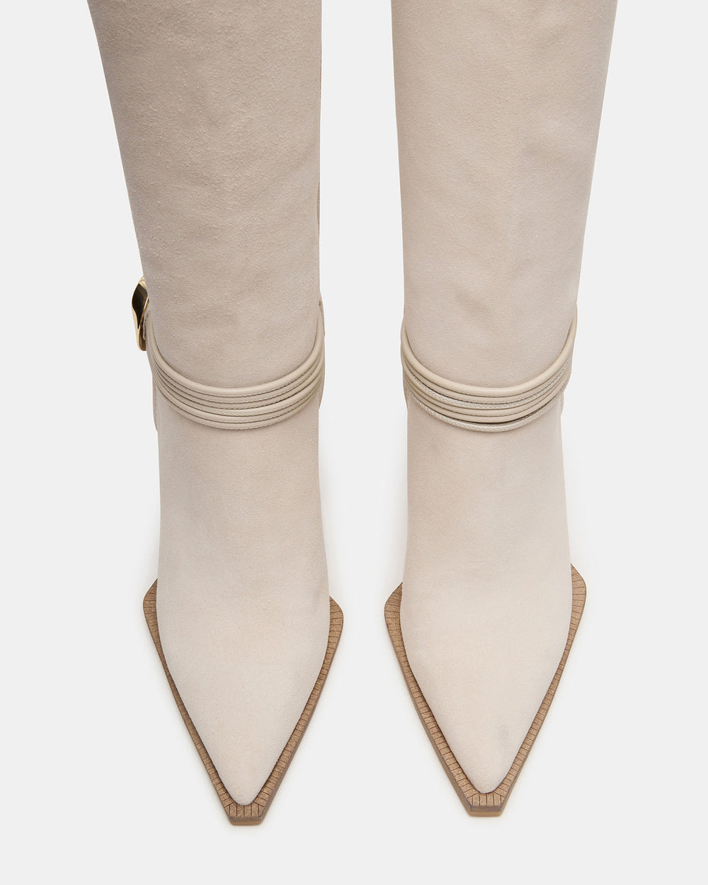 KYNDALL Bone Suede Pointed-Toe Stiletto Heeled Knee-High Women's Boot