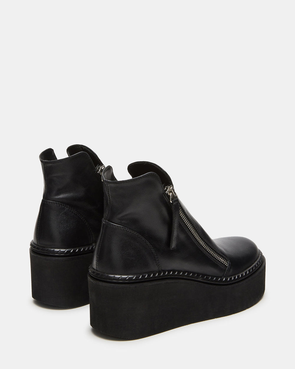 DRIFT Black Leather Platform Moto Women's Ankle Boot