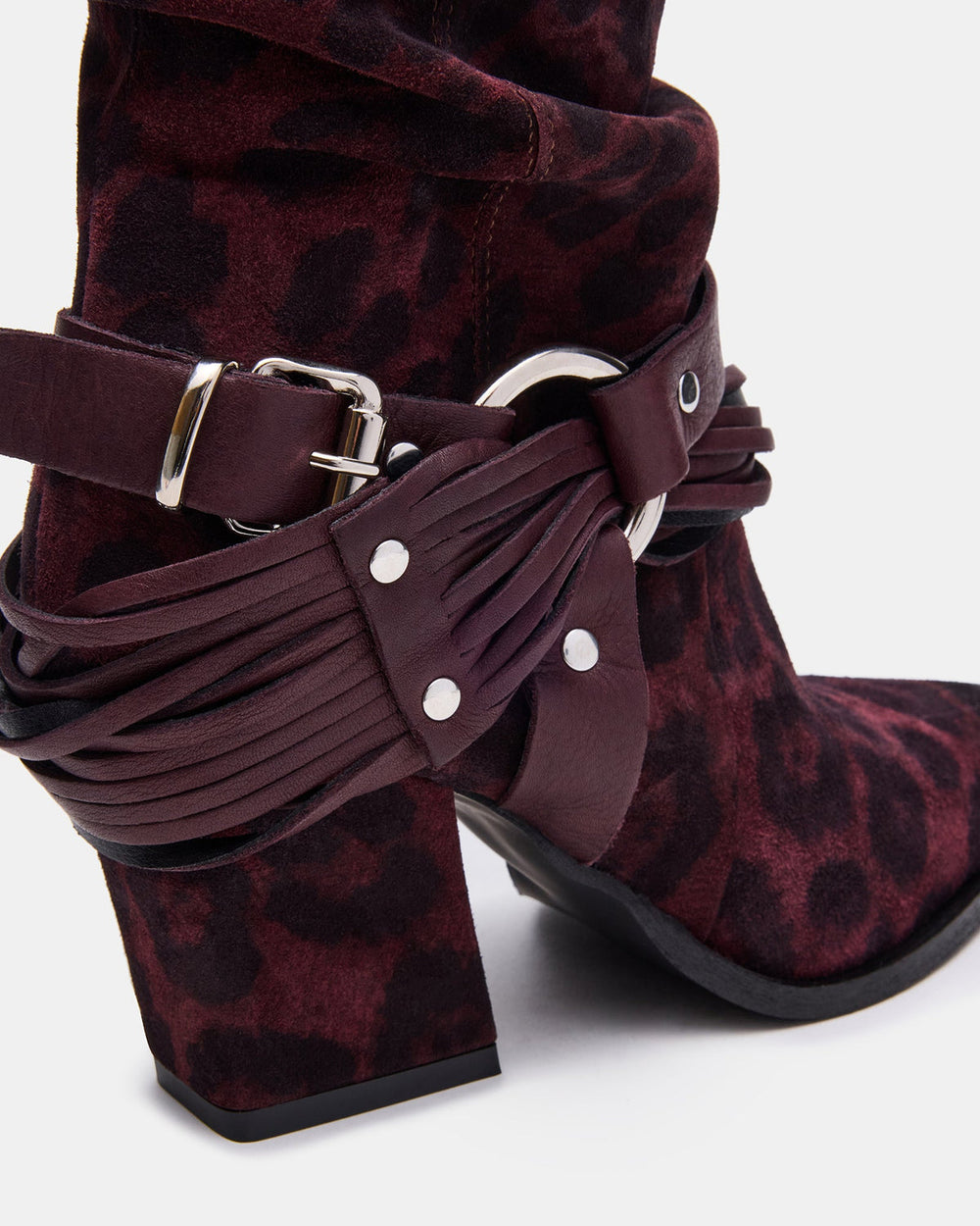 LAUPER Red Leopard Pointed-Toe Heeled Buckle Women's Ankle Boot