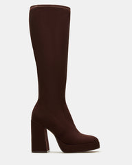 TWAIN Brown Knee-High Block Heel Women's Boot