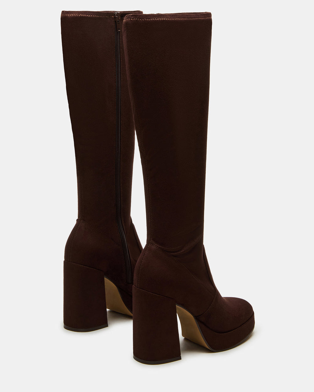 TWAIN Brown Knee-High Block Heel Women's Boot