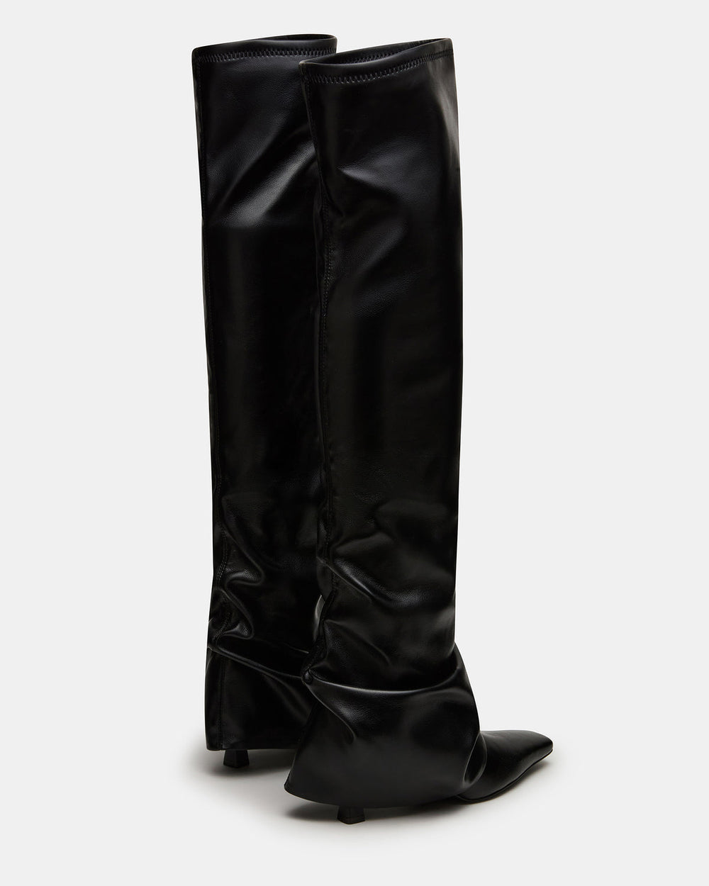 TATIANA Black Square Toe Cuffed Knee-High Women's Boot