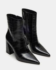 AUDREANA Black Eel Pointed-Toe Block Heel Women's Ankle Boot