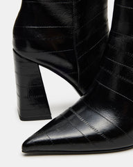 AUDREANA Black Eel Pointed-Toe Block Heel Women's Ankle Boot