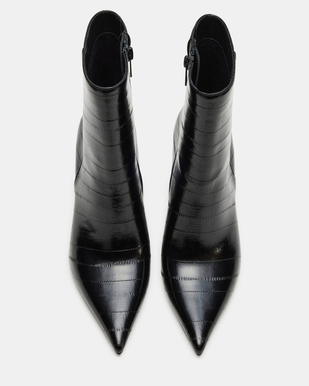 AUDREANA Black Eel Pointed-Toe Block Heel Women's Ankle Boot