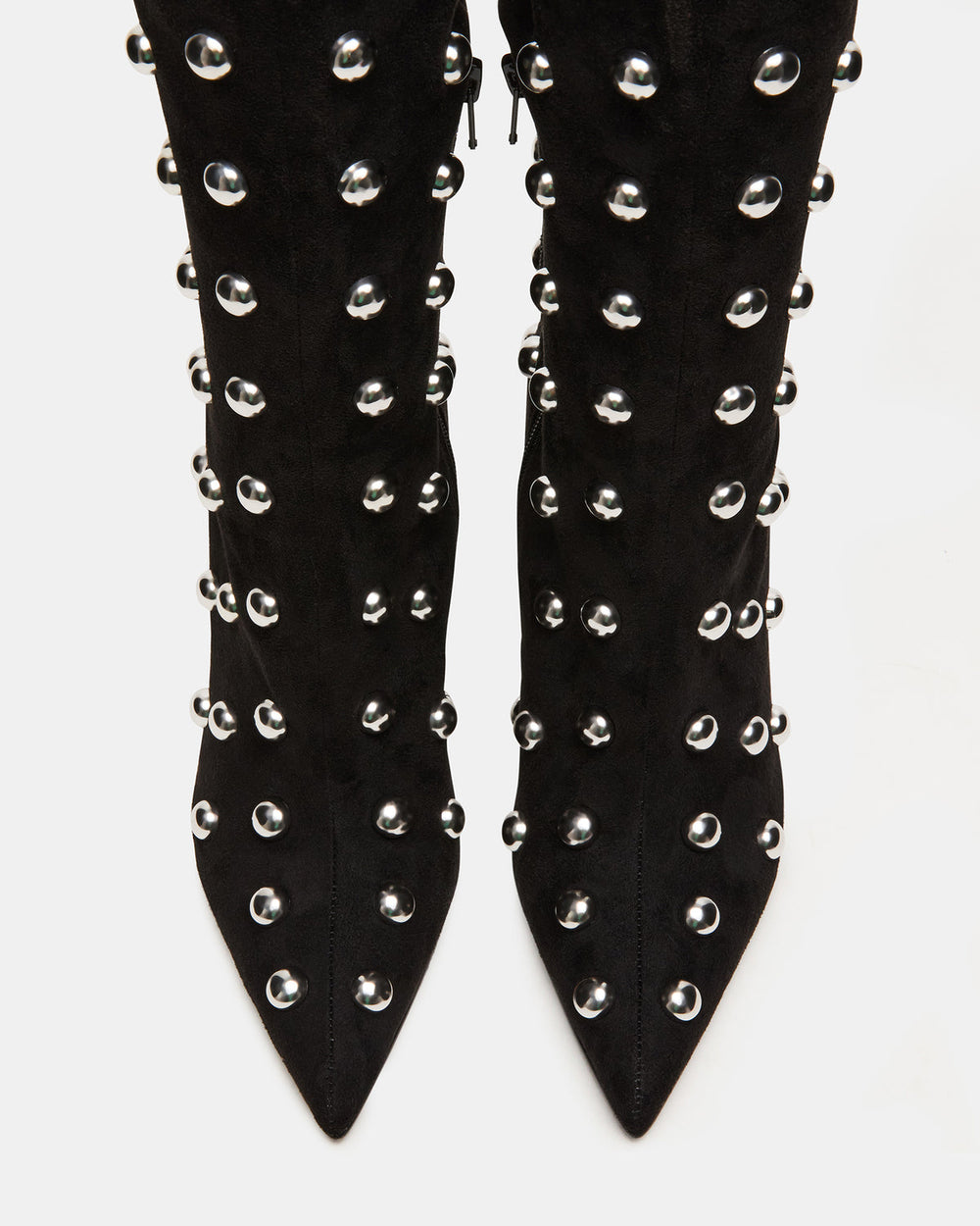 NITRO Black Studs Pointed-Toe Stiletto Heel Knee-High Women's Boots