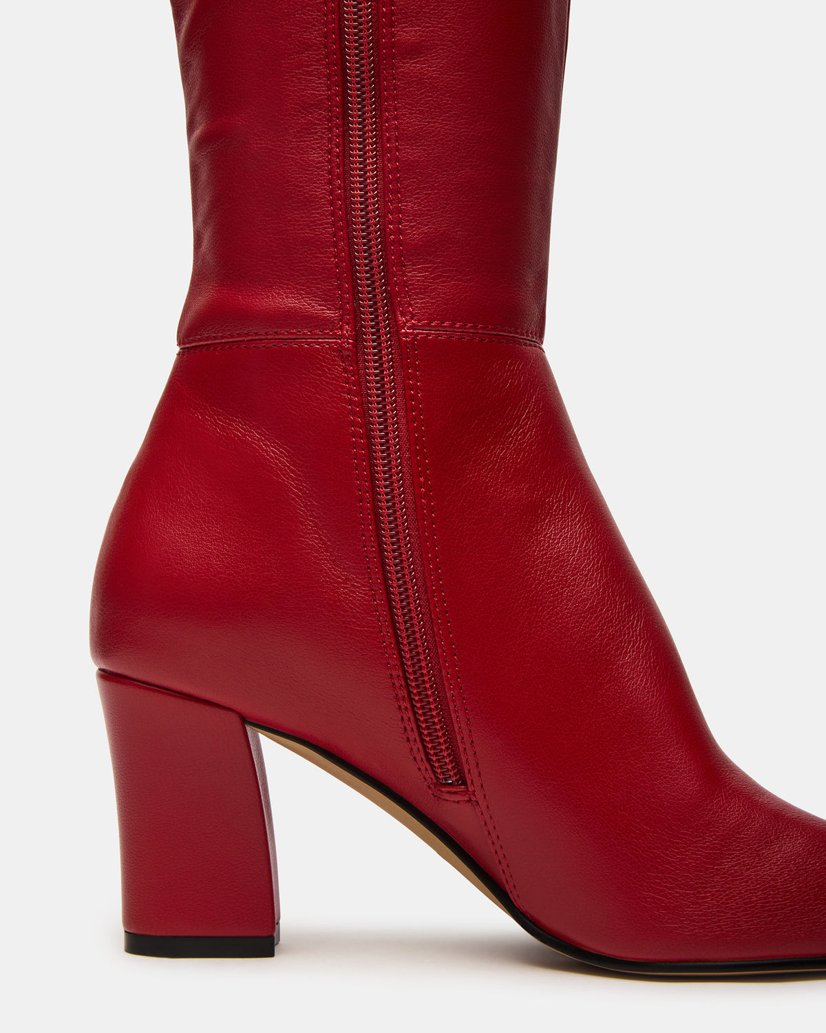 ELLIOT Red Square-Toe Knee-High Block Heel Women's Boot