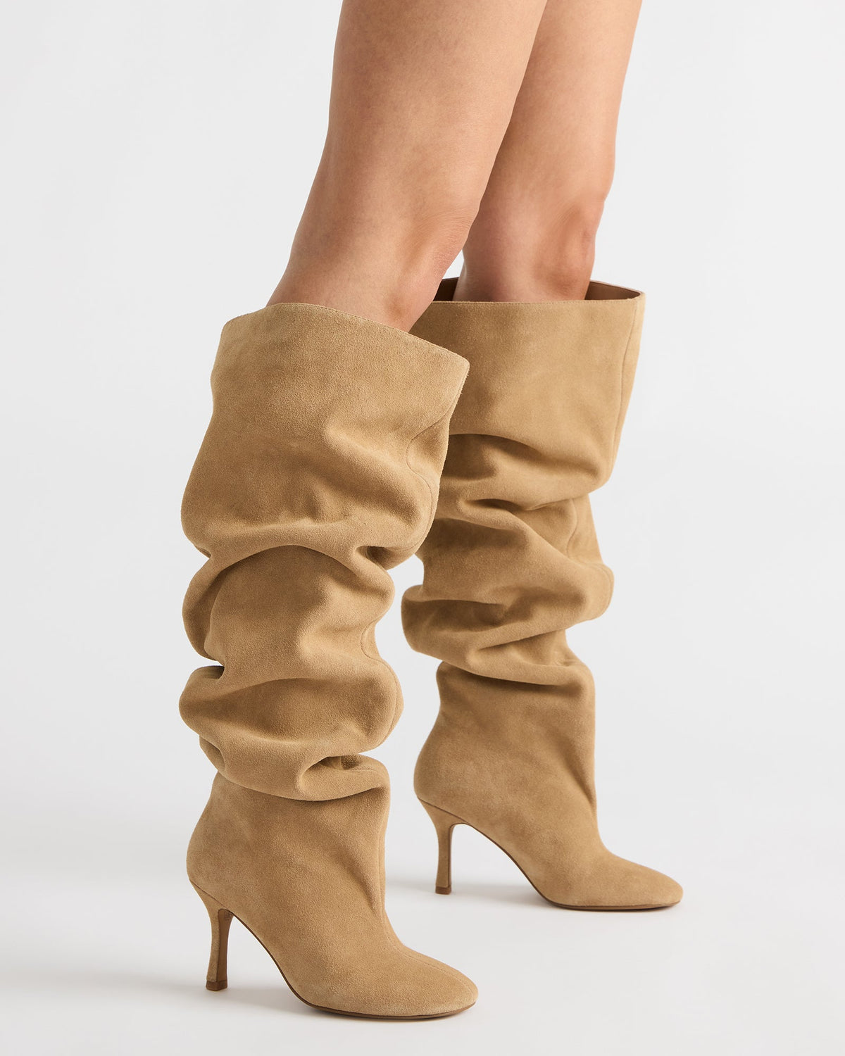 ALLISON Taupe Suede Over-The-Knee Heeled Women's Boot