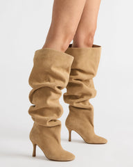 ALLISON Taupe Suede Over-The-Knee Heeled Women's Boot