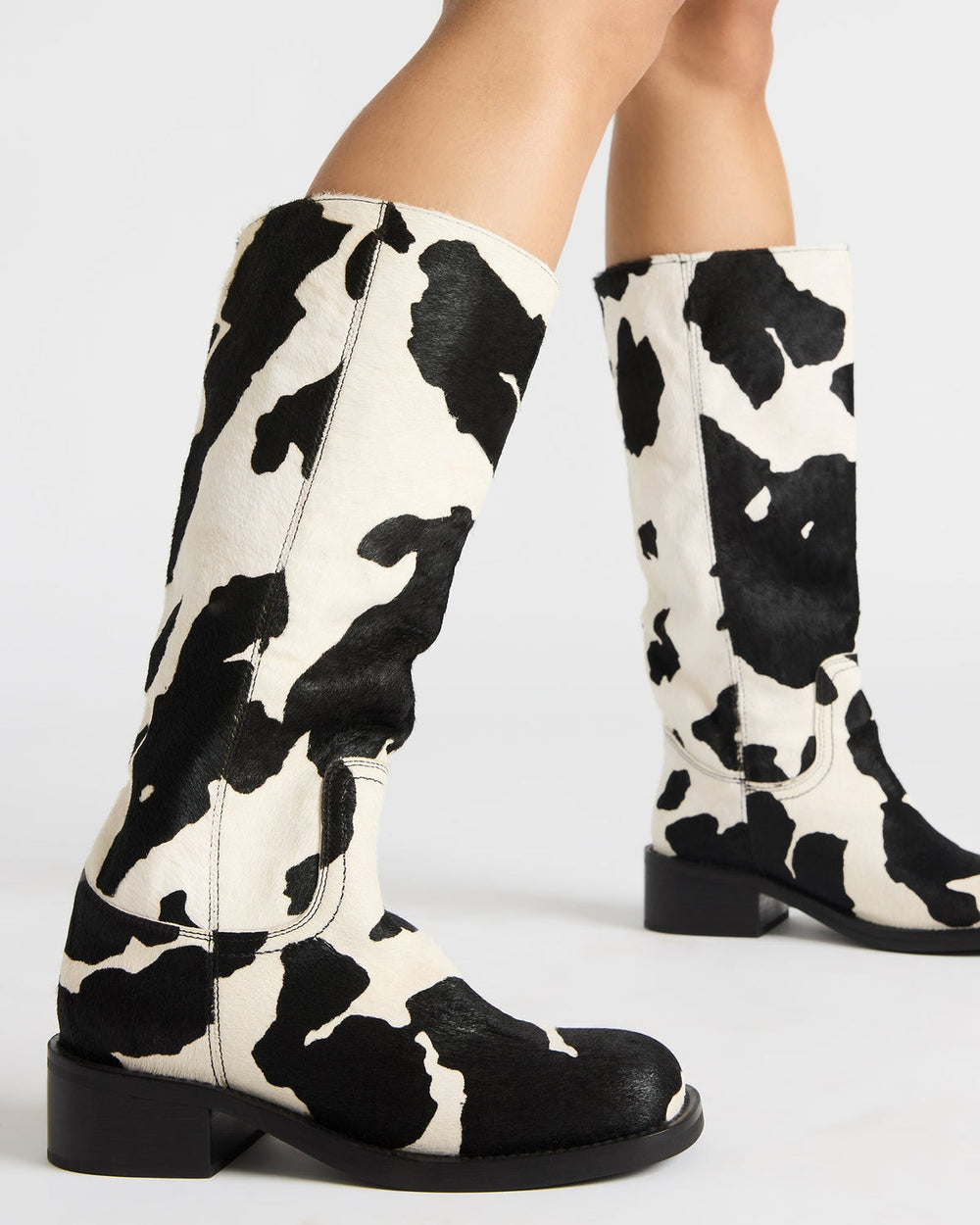 RIGGS Black Cow Print Square-Toe Women's Boot
