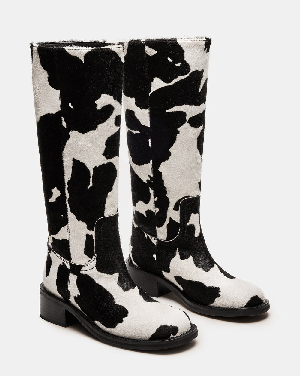 RIGGS Black Cow Print Square-Toe Women's Boot