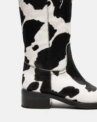 RIGGS Black Cow Print Square-Toe Women's Boot