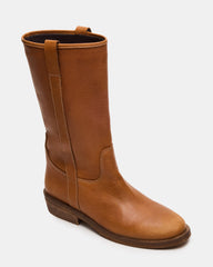 DUNSTER Tan Leather Wood Bottom Women's Boot