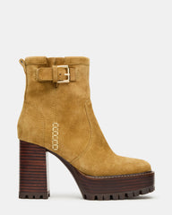 SUMMIT Olive Suede Platform Lug Block Heel Women's Ankle Boot