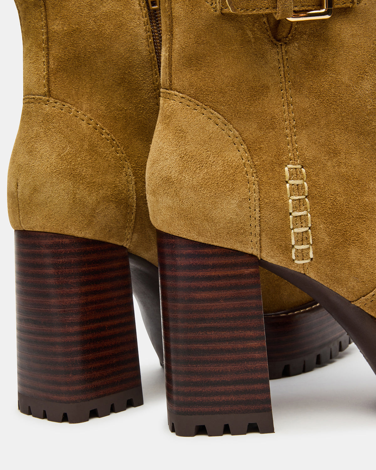 SUMMIT Olive Suede Platform Lug Block Heel Women's Ankle Boot