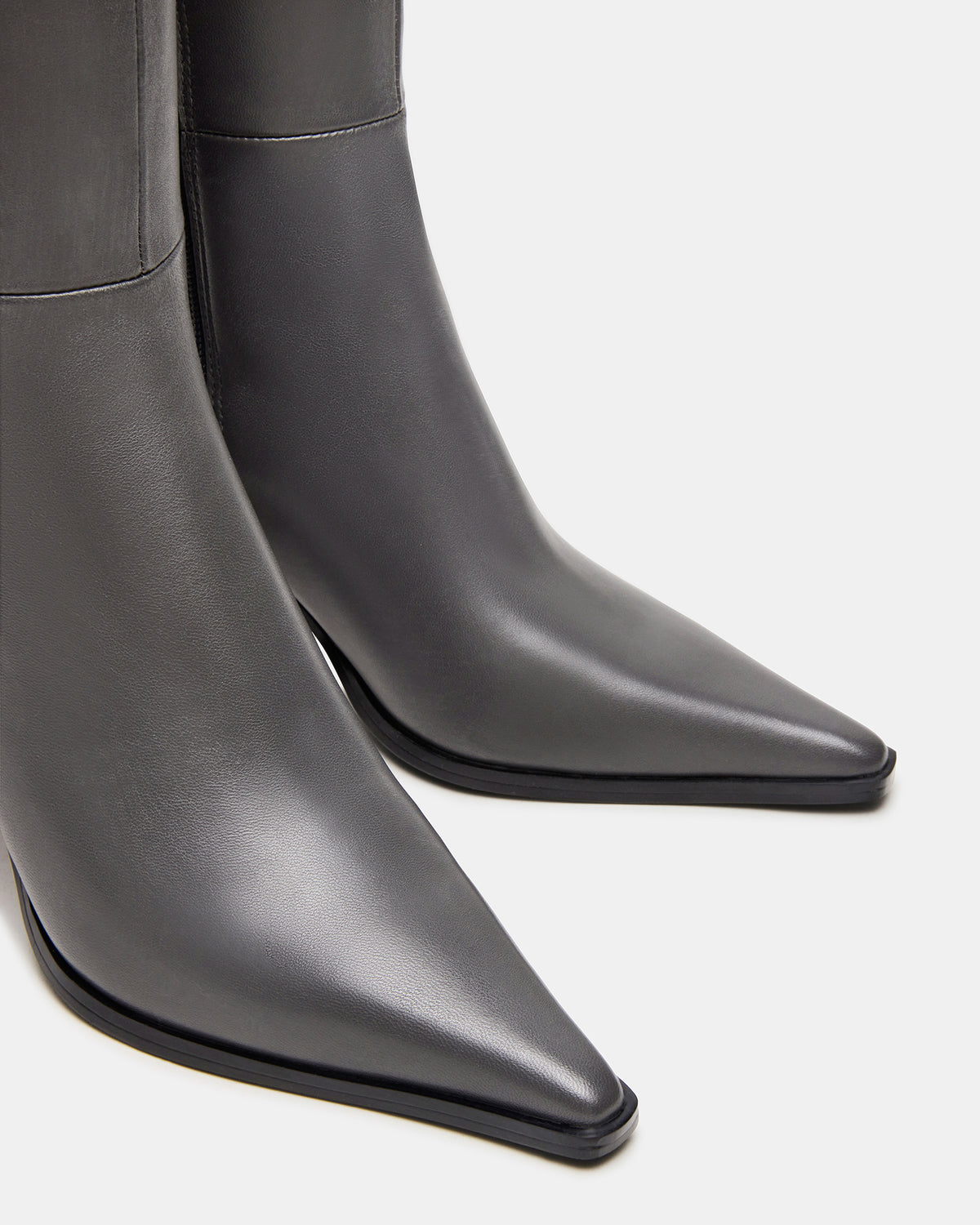 LINGO Grey Leather Pointed-Toe Knee-High Women's Boot