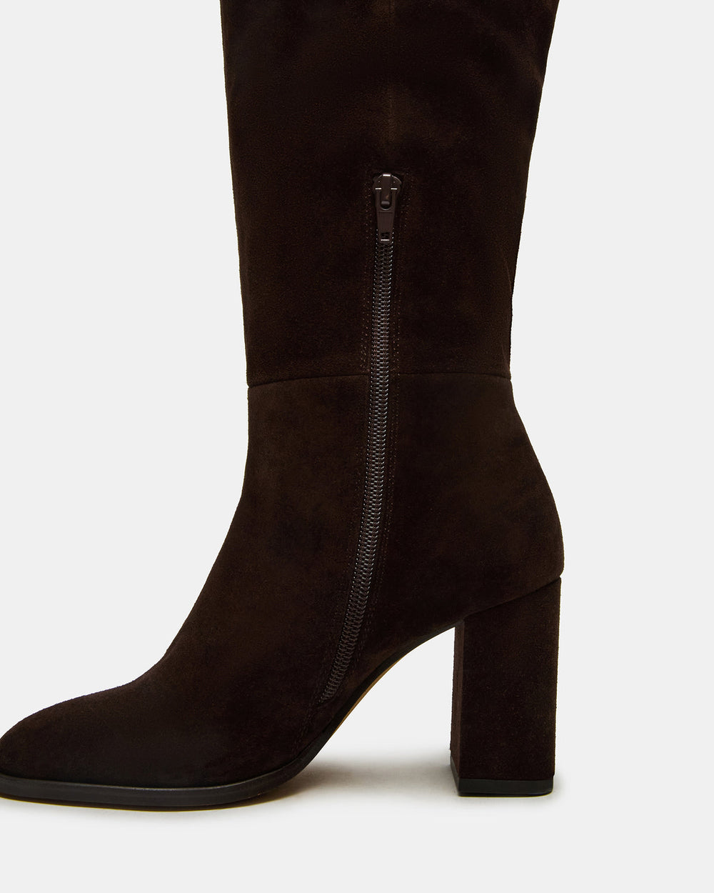 WINSLET Brown Suede Knee-High Block Heel Women's Boot