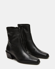 DANEY Black Leather Square-Toe Women's Ankle Boot