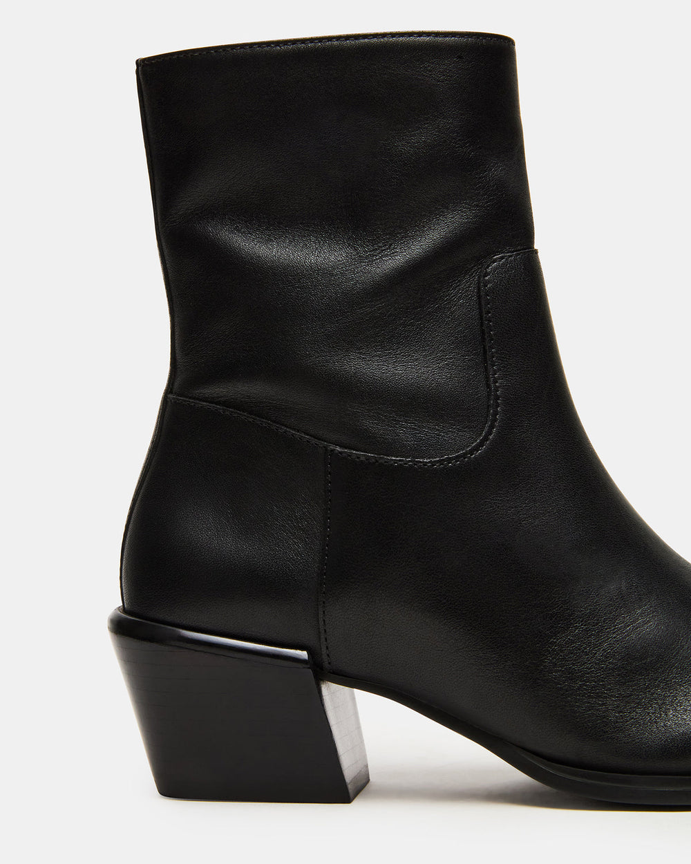 DANEY Black Leather Square-Toe Women's Ankle Boot