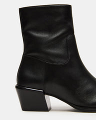 DANEY Black Leather Square-Toe Women's Ankle Boot