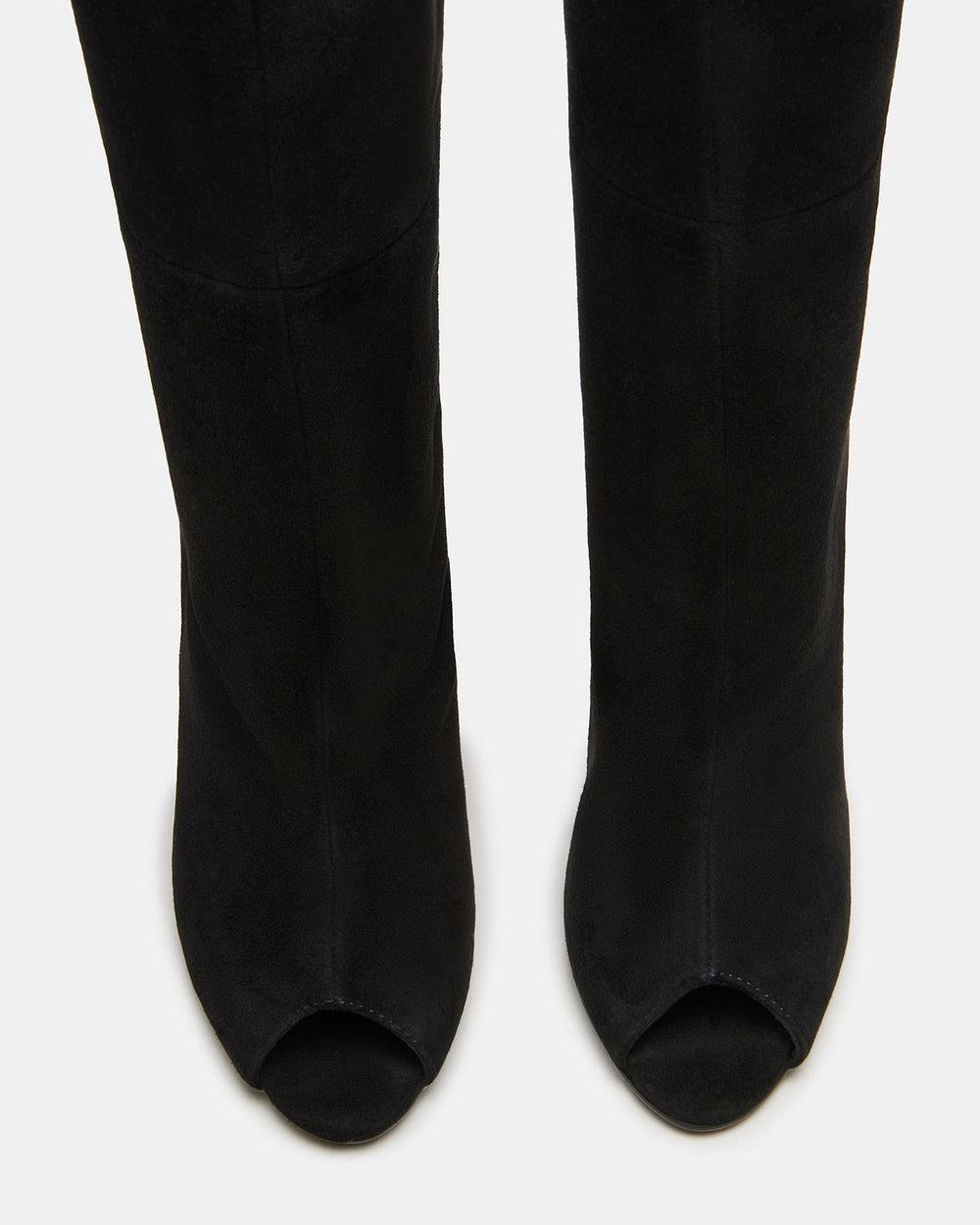 PEGGIE Black Suede Stiletto Heel Peep Toe Women's Boots