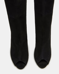 PEGGIE Black Suede Stiletto Heel Peep Toe Women's Boots